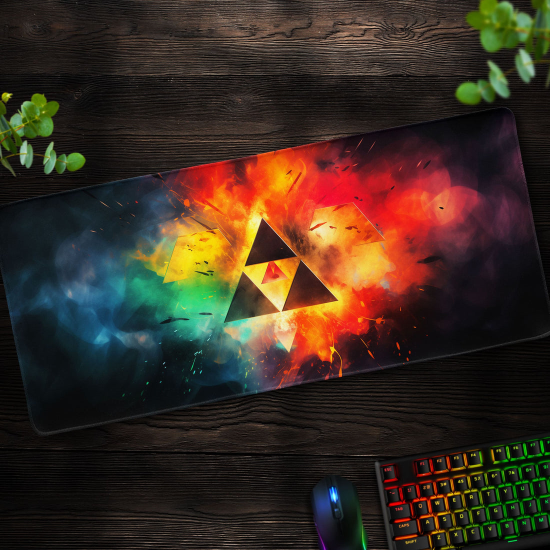 Triforce Explosion Desk Mat, Zelda Power Symbol Mouse Pad