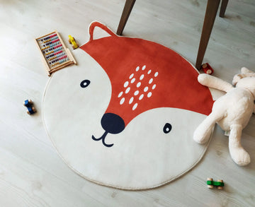 Adorable Fox Rug, Kids Room Decorative Carpet