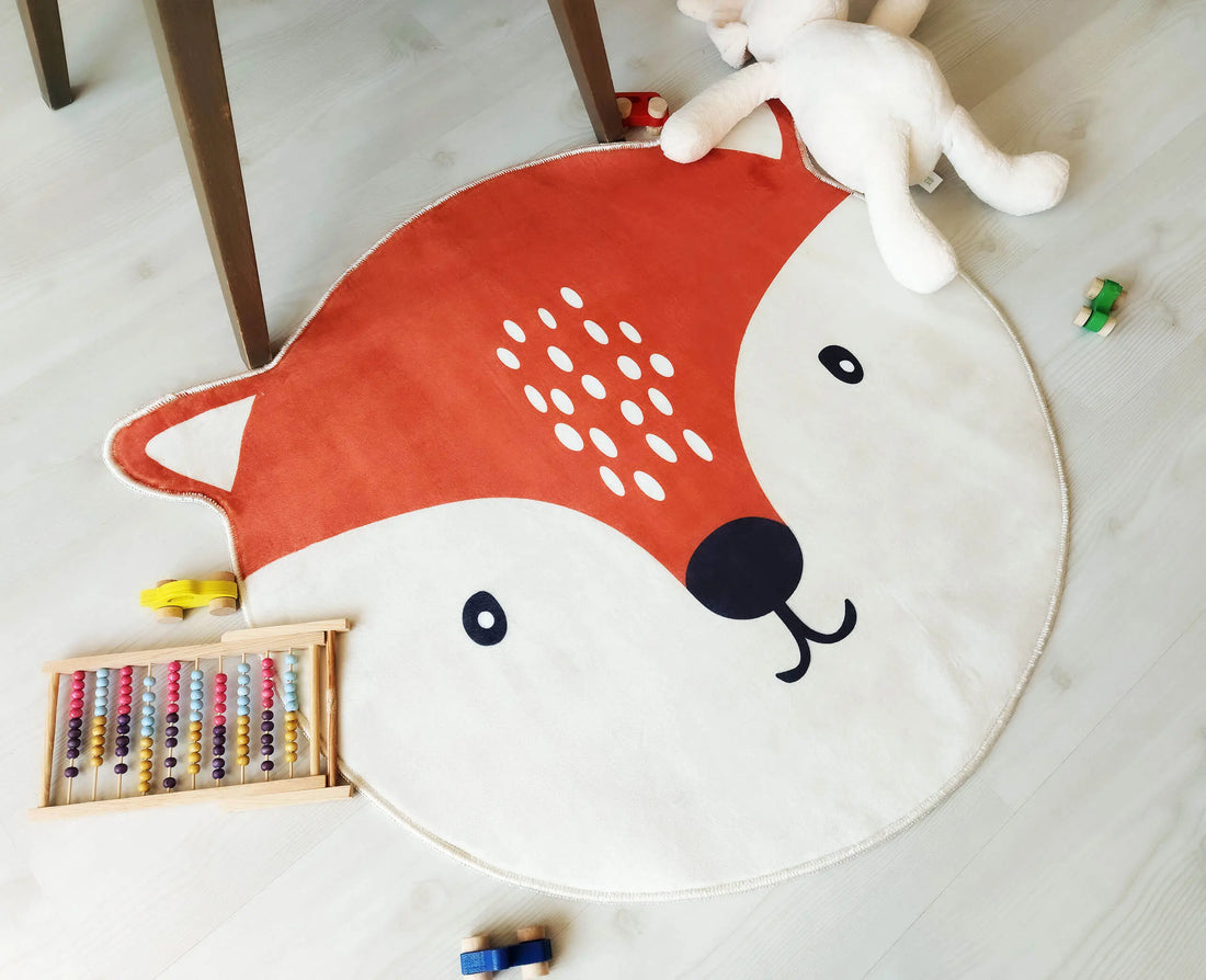 Adorable Fox Rug, Kids Room Decorative Carpet