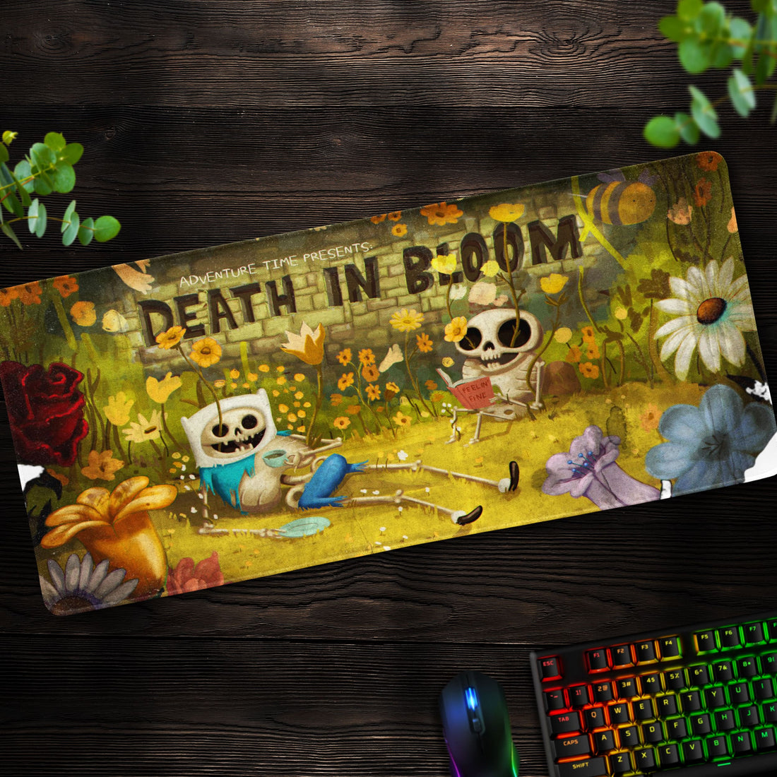 Adventure Time Death in Bloom Desk Mat, Floral Mouse Pad