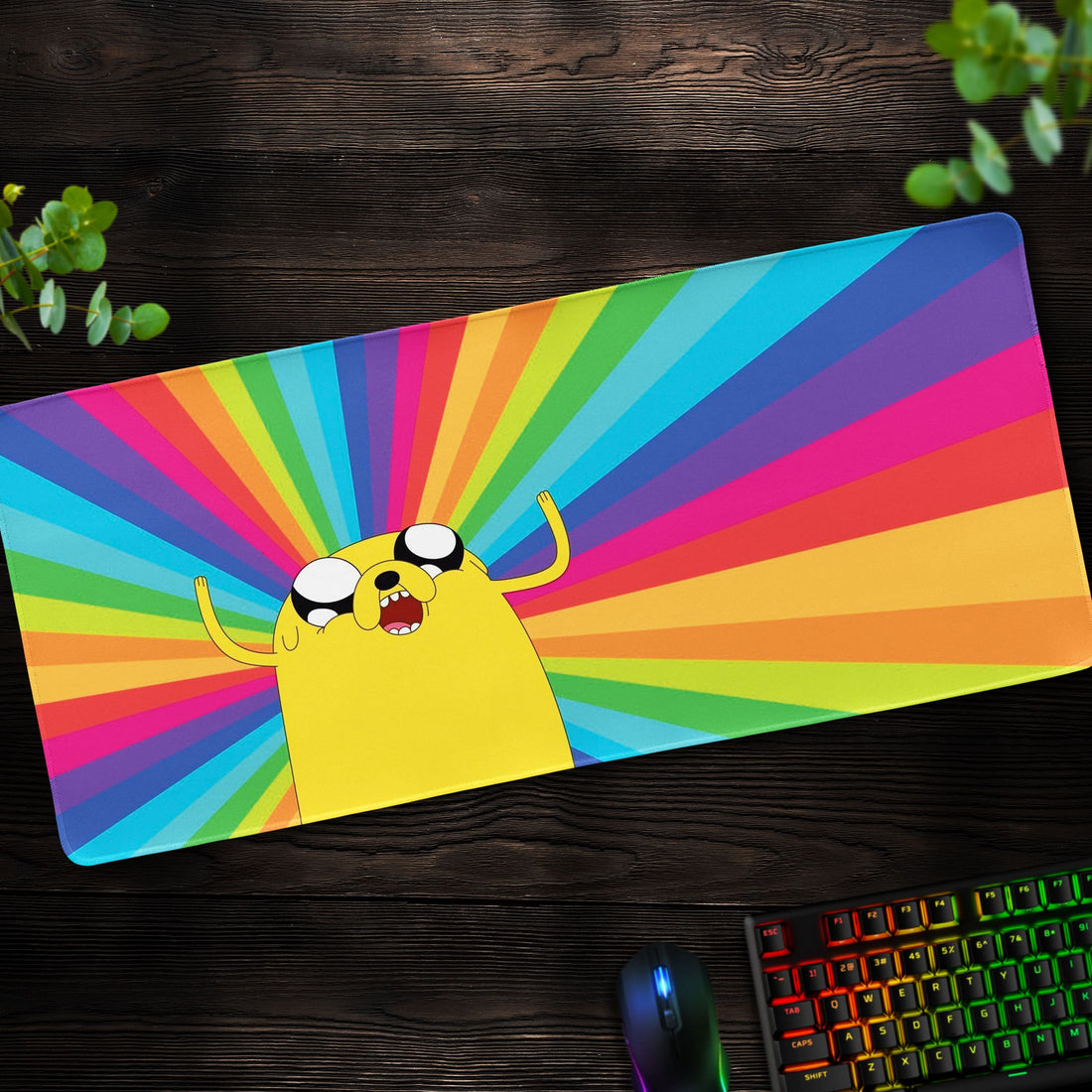 Adventure Time Desk Mat, Jake Rainbow Mouse Pad