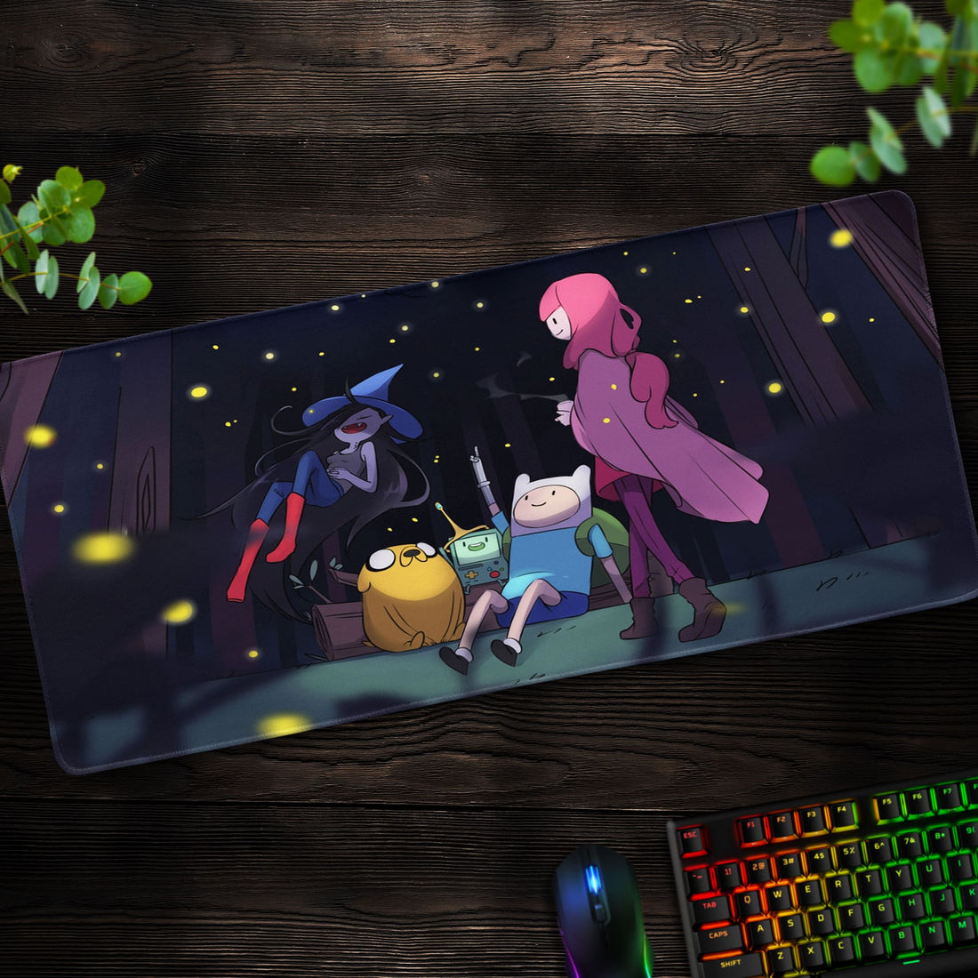 Adventure Time Forest Gathering Desk Mat, Night Scene Mouse Pad