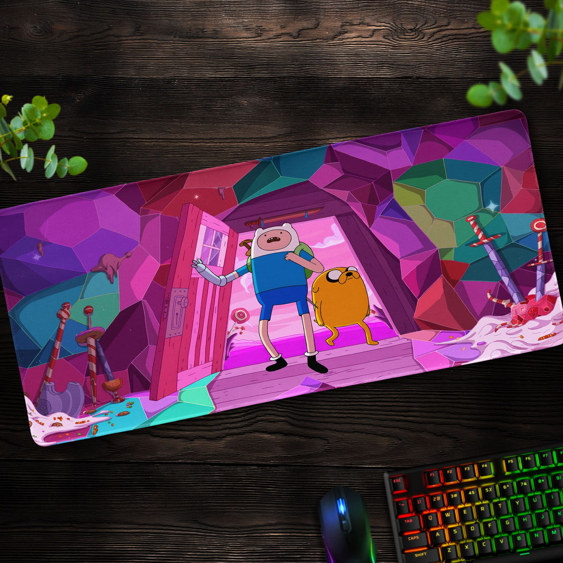 Adventure Time Desk Mat, Finn & Jake’s Colorful World Mouse Pad