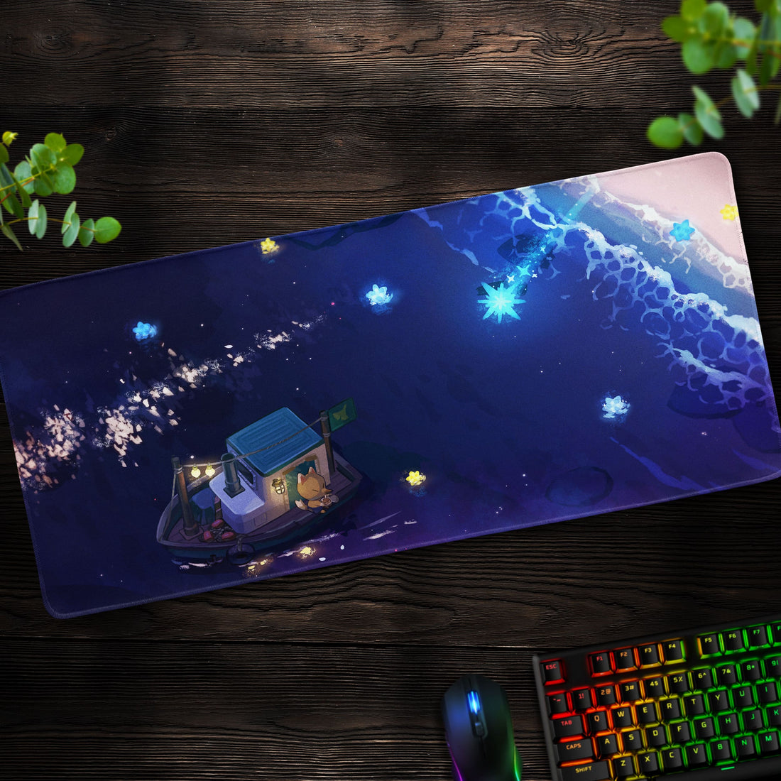 Animal Crossing Celestial Night Desk Mat, Starry Mouse Pad