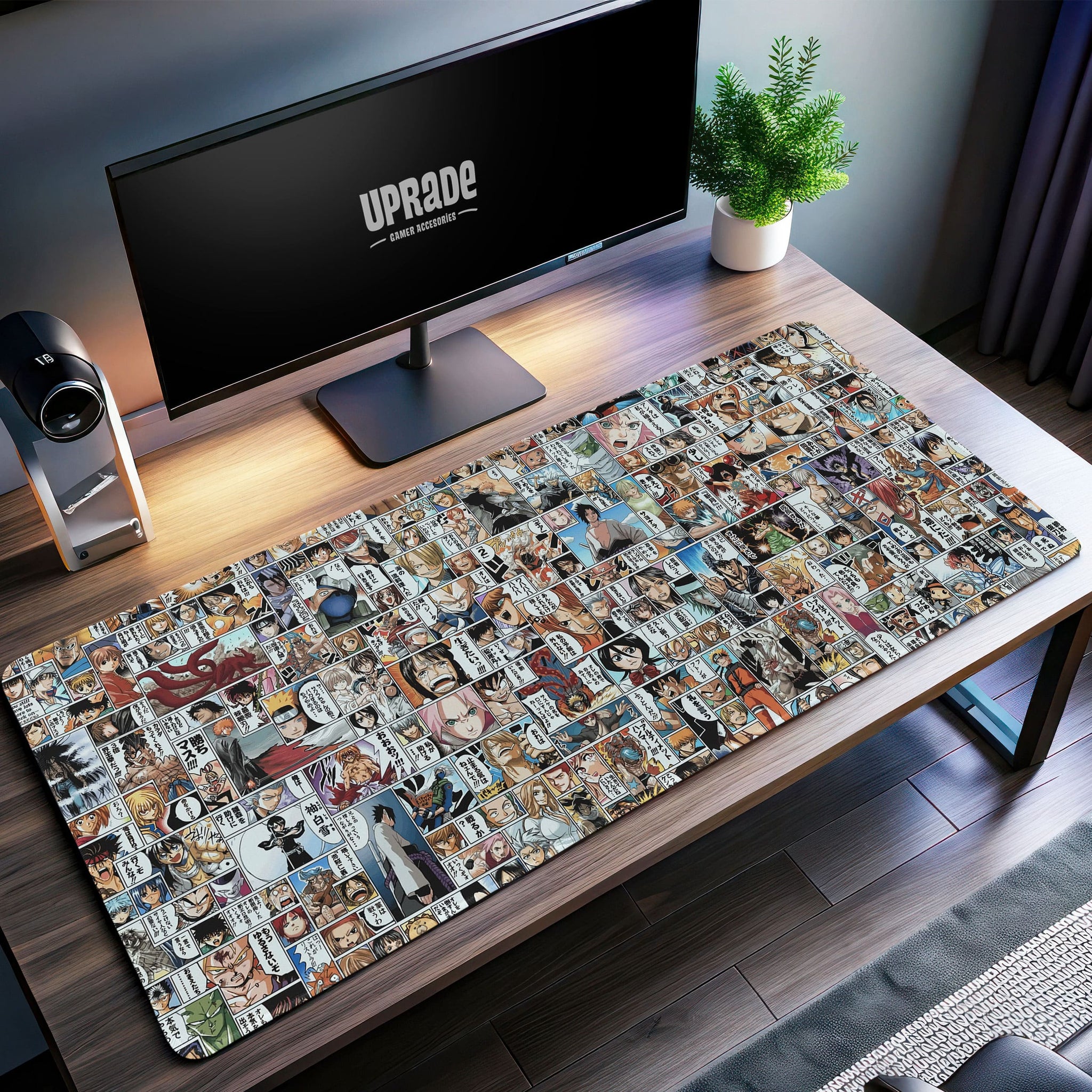 Anime Collage Desk Mat, Vibrant Manga Panel Mouse Pad