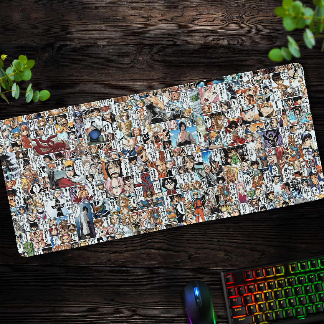 Anime Collage Desk Mat, Vibrant Manga Panel Mouse Pad