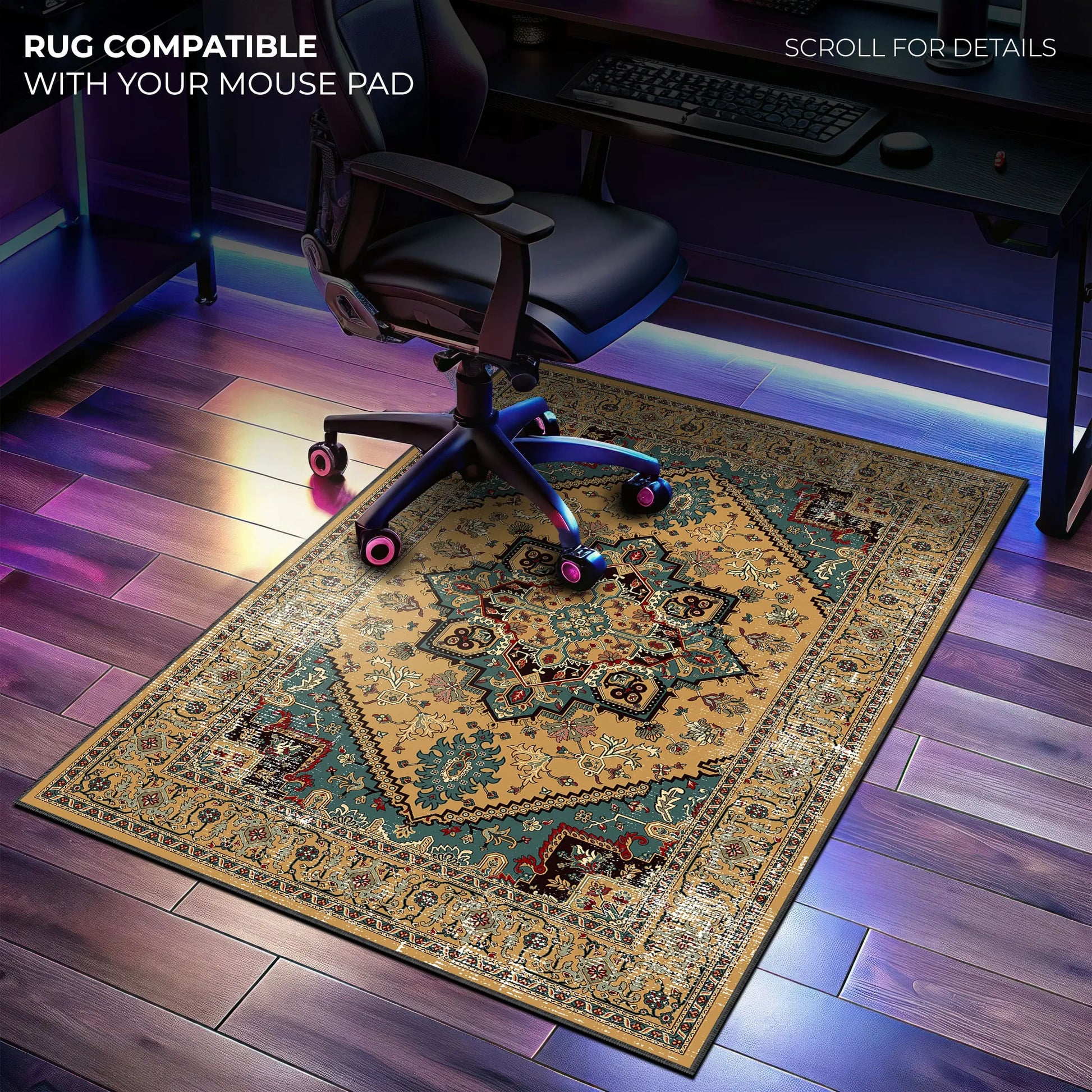 Golden Persian Desk Mat, Oriental Rug Mouse Pad - Cocoon Markt