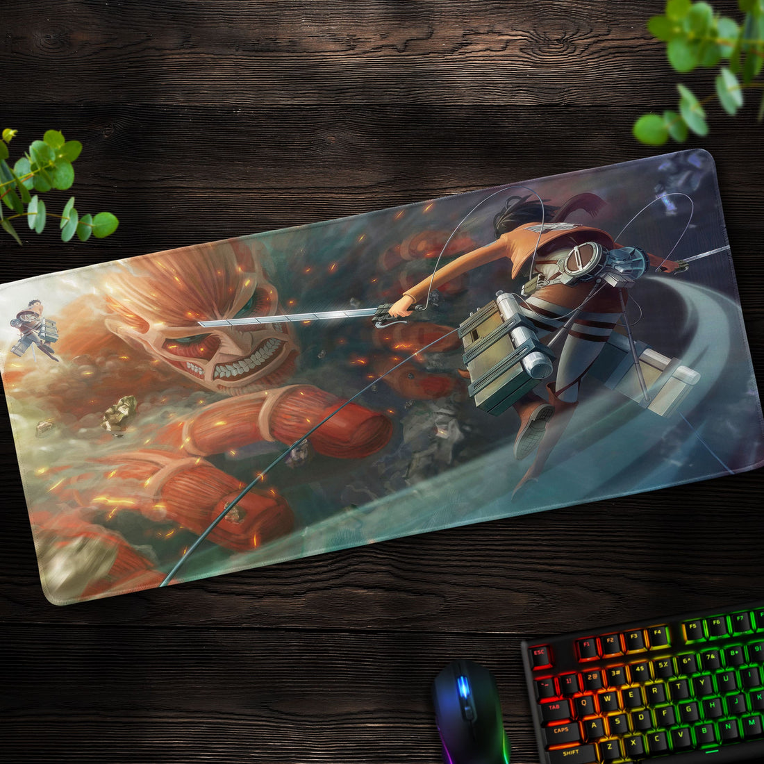 Eren Yeager Titan Battle Desk Mat, Attack on Titan Mouse Pad