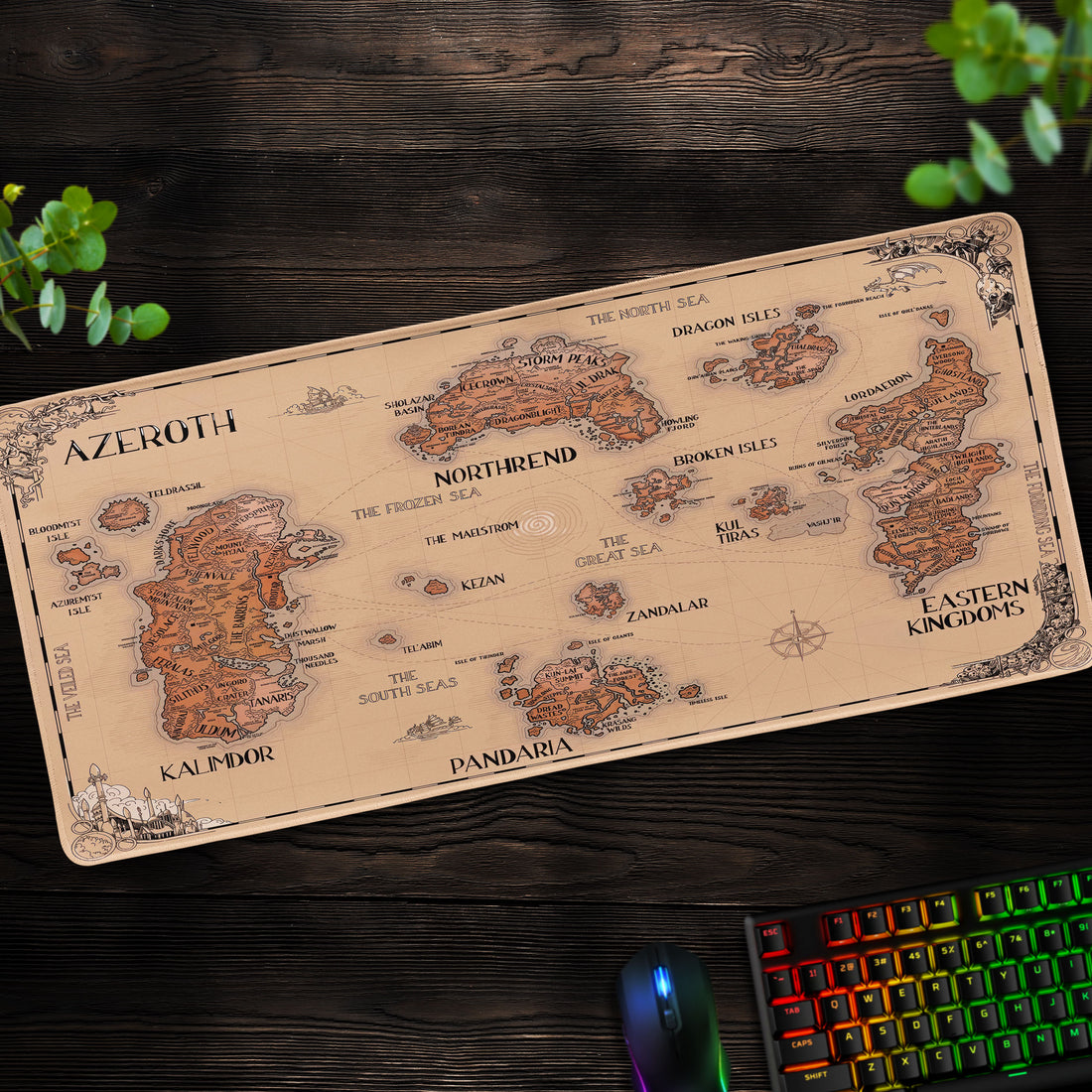 World of Warcraft Azeroth Map Desk Mat, Gaming Mouse Pad