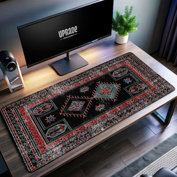 Black Tribal Pattern Desk Mat, Bohemian Mouse Pad