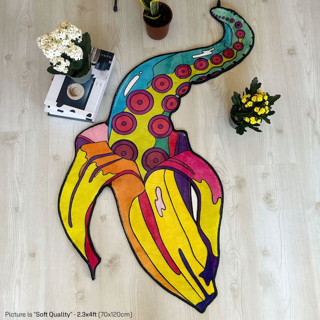 Banana Octopus Rug, Quirky Tentacle Shaped Carpet