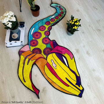 Banana Octopus Rug, Quirky Tentacle Shaped Carpet