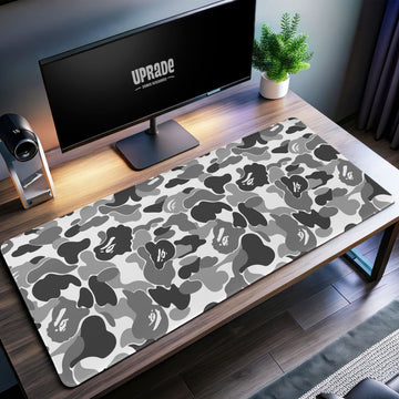 BAPE-Inspired Camo Desk Mat, Monochrome Mouse Pad