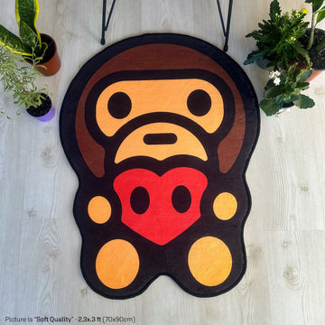 Baby Milo Heart Rug, BAPE-Inspired Cartoon Carpet