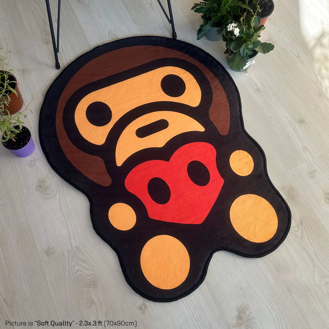 Baby Milo Heart Rug, BAPE-Inspired Cartoon Carpet