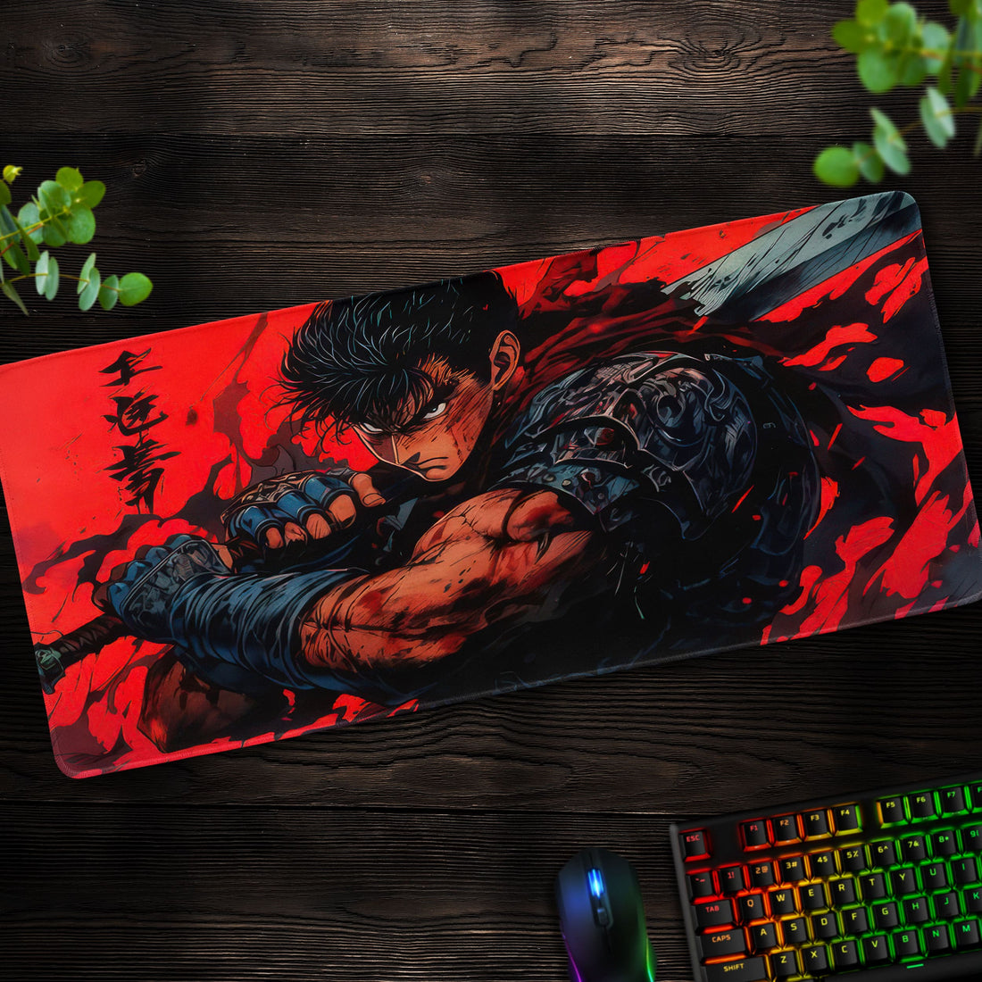 Berserk Warrior Desk Mat, Guts Anime Mouse Pad