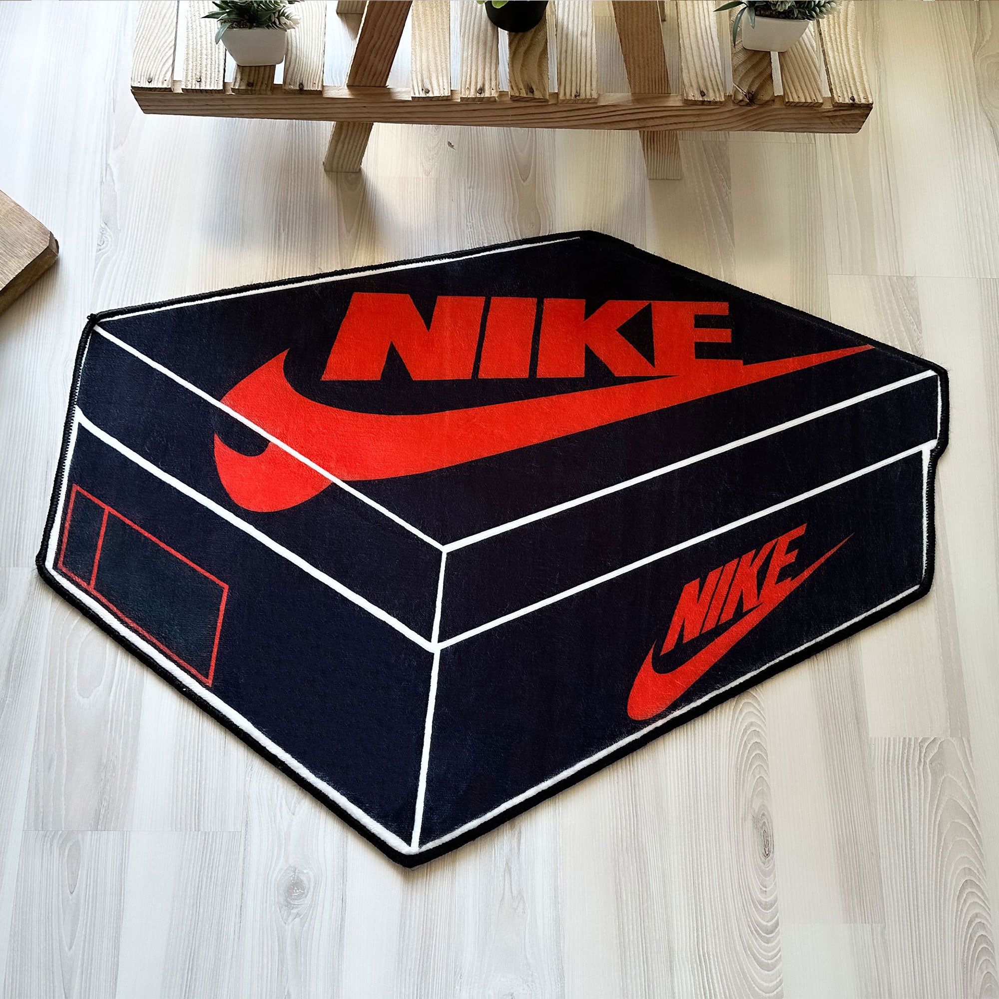 Black Nike Box Sneaker-Inspired Soft Rug