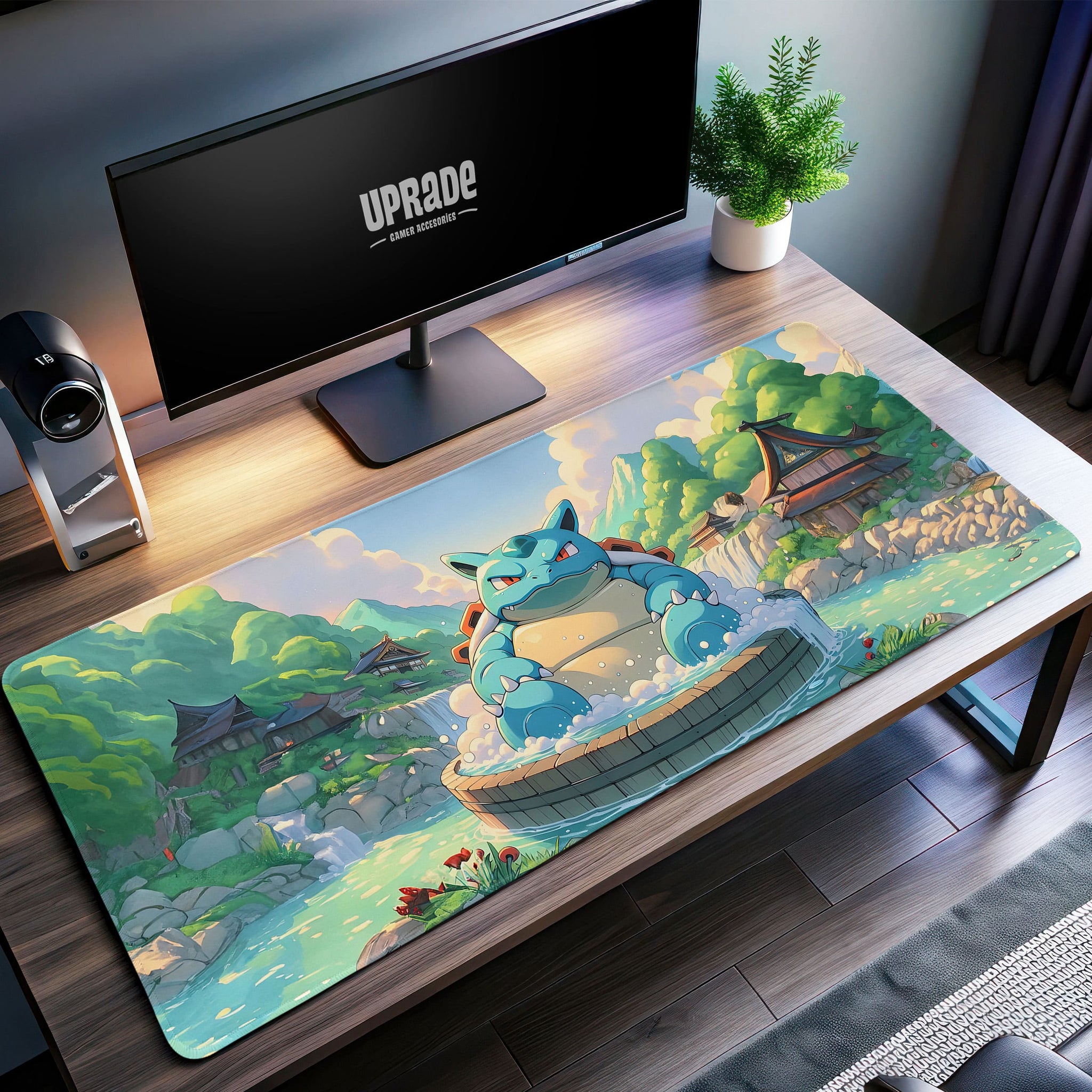 Blastoise Zen Retreat Desk Mat, Nature Escape Mouse Pad