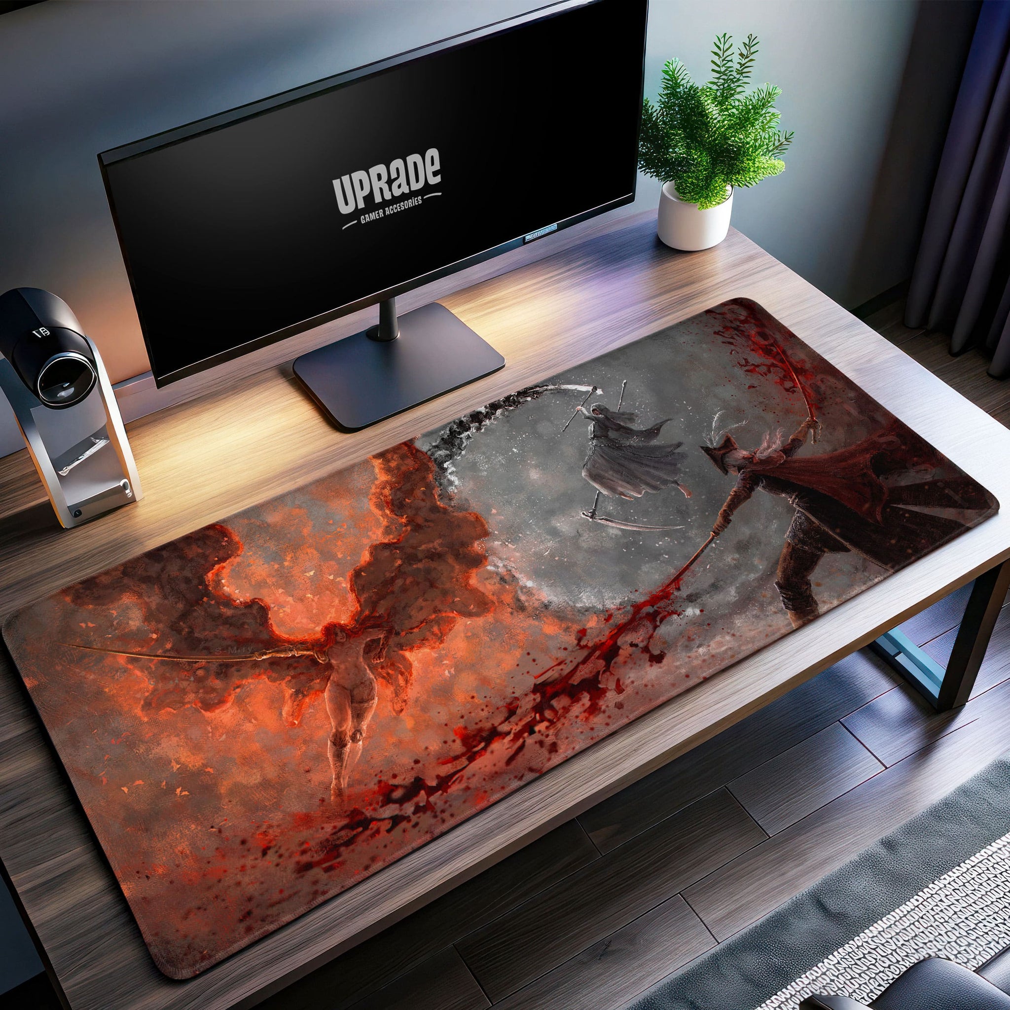 Bloodborne Epic Hunter Battle Desk Mat, Moonlit Duel Mouse Pad