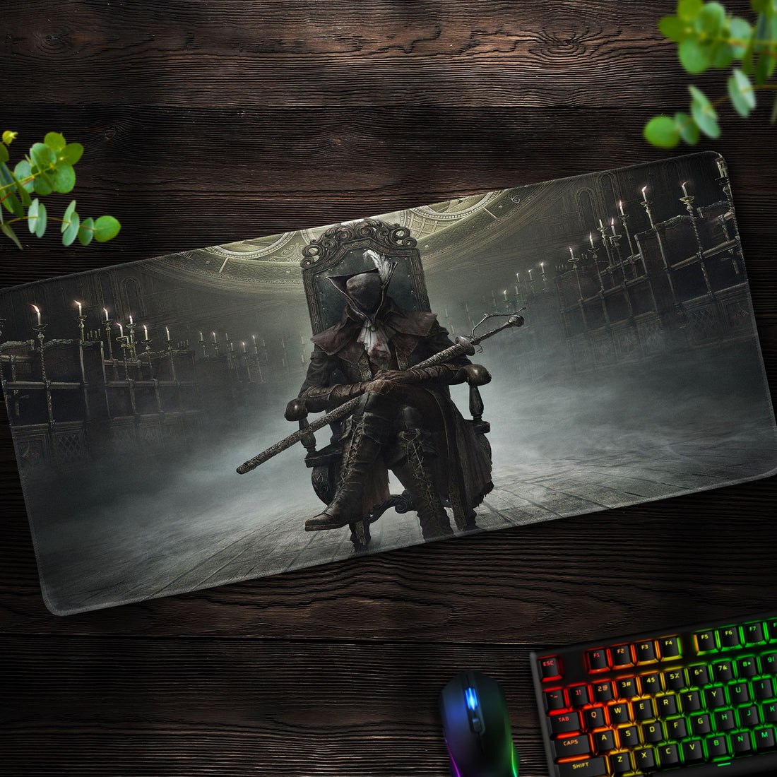 Bloodborne Hunter's Throne Desk Mat, Gothic Gaming Mouse Pad