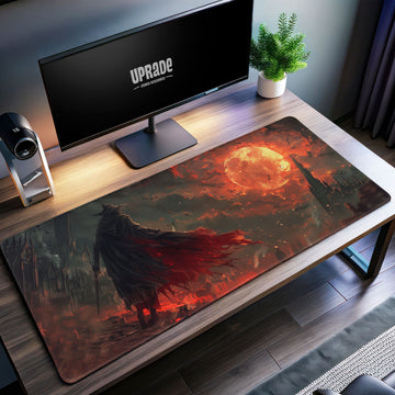 Bloodborne Hunter's Moonlit Watch Desk Mat, Gothic Landscape Mouse Pad