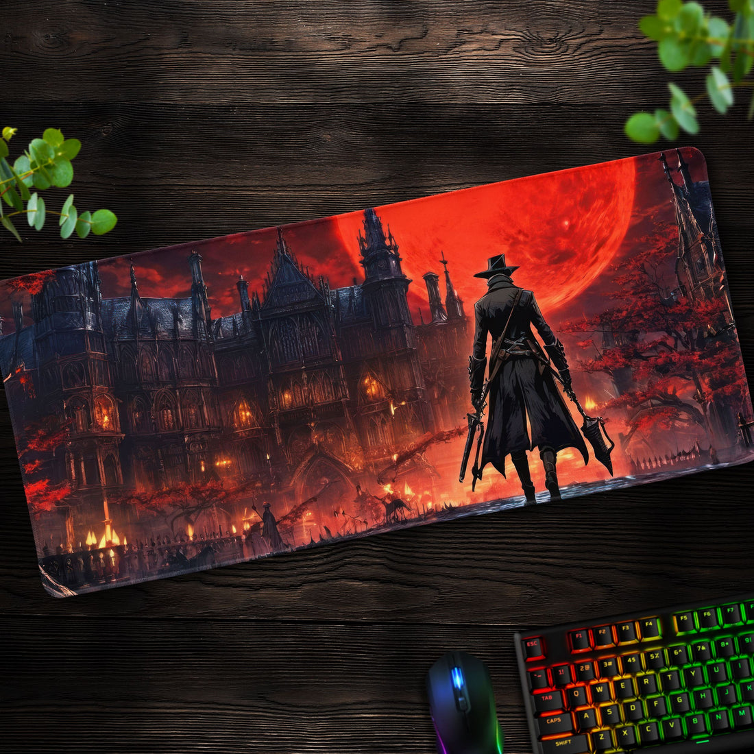 Bloodborne Gothic Hunter Desk Mat, Nightmare Mouse Pad