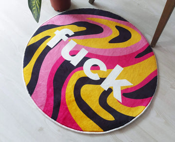 Bold Colorful Text Rug, Vibrant Statement Carpet