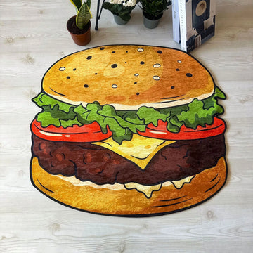 Burger Shaped Rug, Fun Decorative Carpet for Kitchens