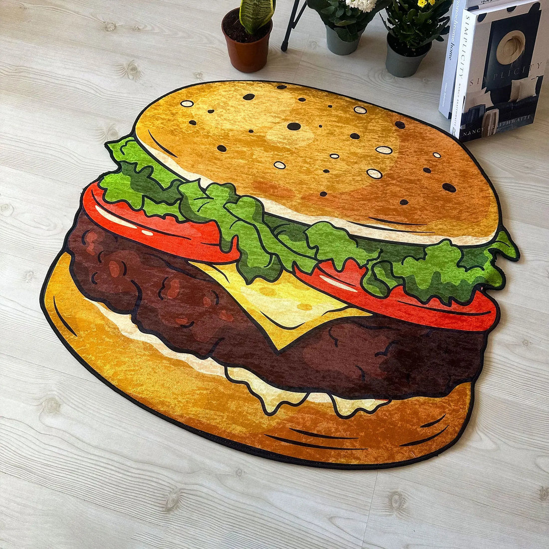 Burger Shaped Rug, Fun Decorative Carpet for Kitchens