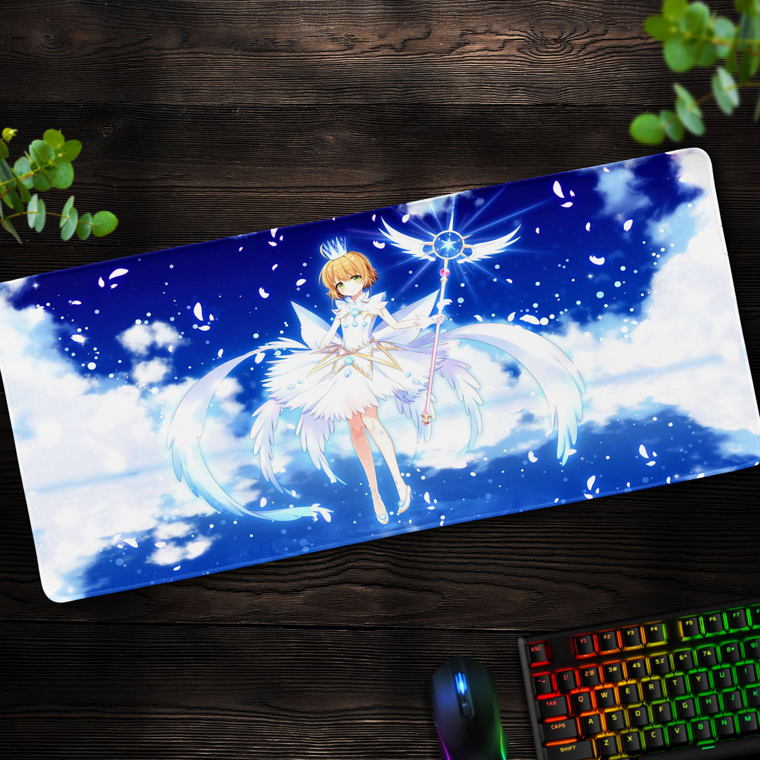 Celestial Sakura Desk Mat, Cardcaptor Inspired Mouse Pad