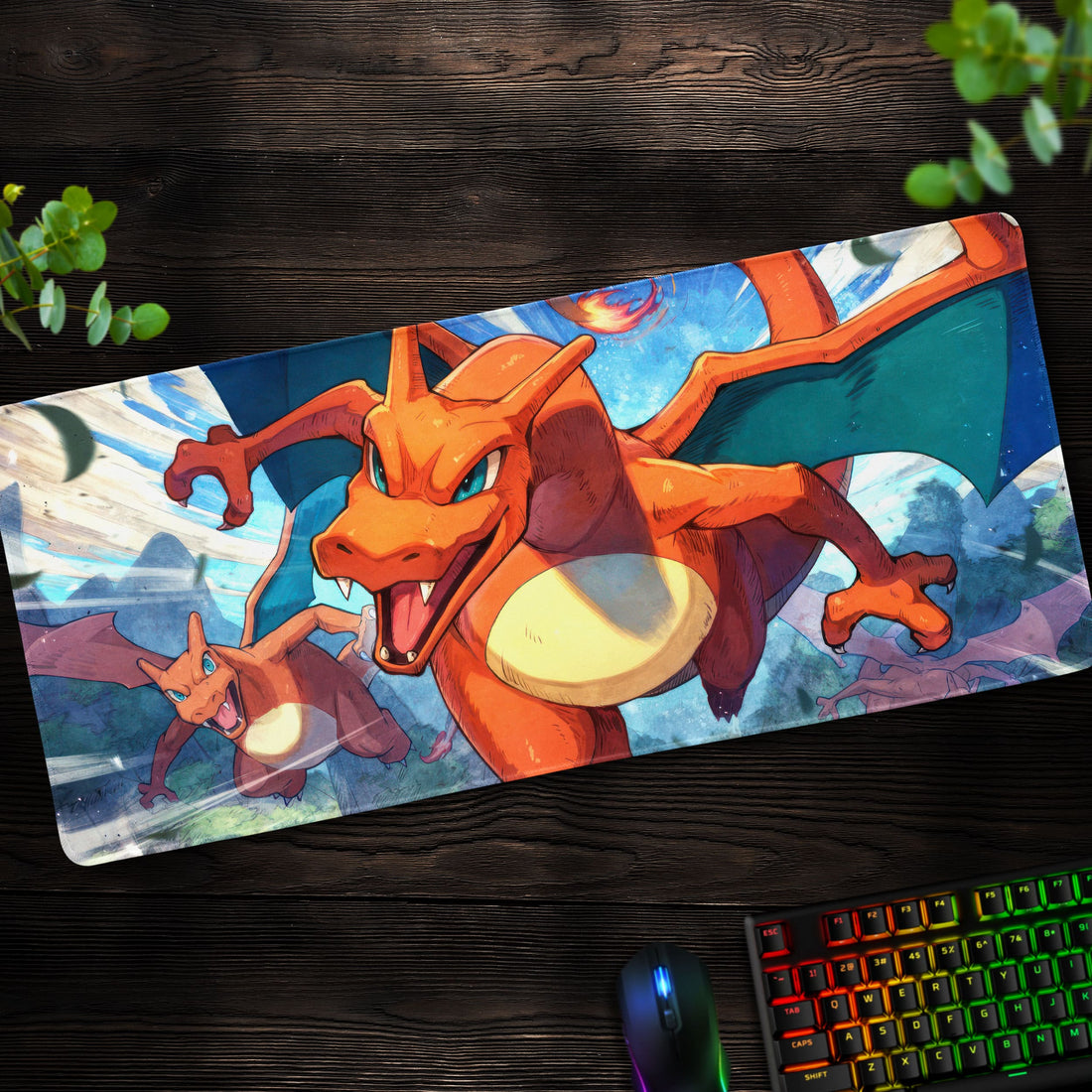 Charizard Duo Battle Desk Mat, Pokémon Flame Mouse Pad