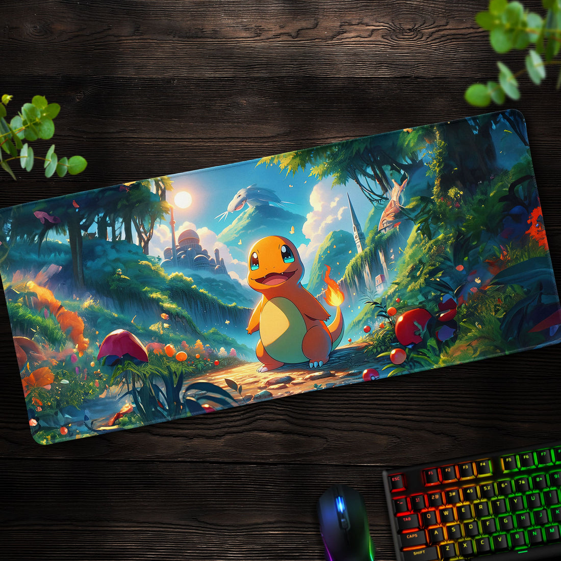 Charmander Forest Journey Desk Mat, Adventure Pokémon Mouse Pad