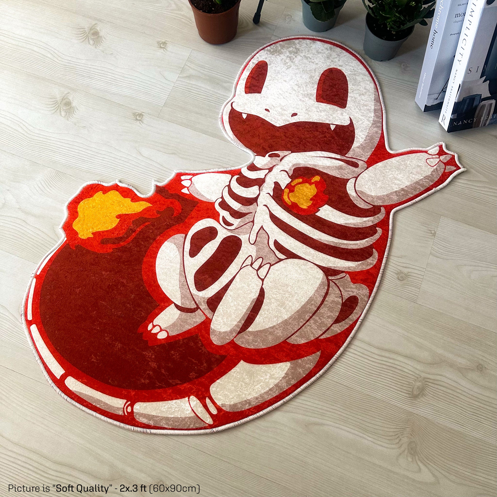 Charmander Skeleton Pokémon-Inspired Soft Shaped Rug