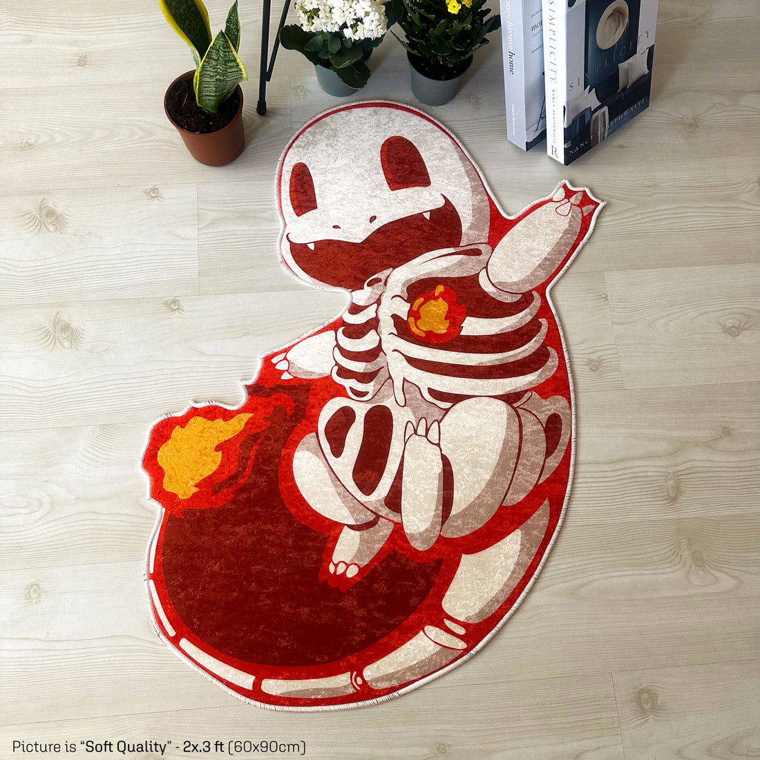 Charmander Skeleton Pokémon-Inspired Soft Shaped Rug