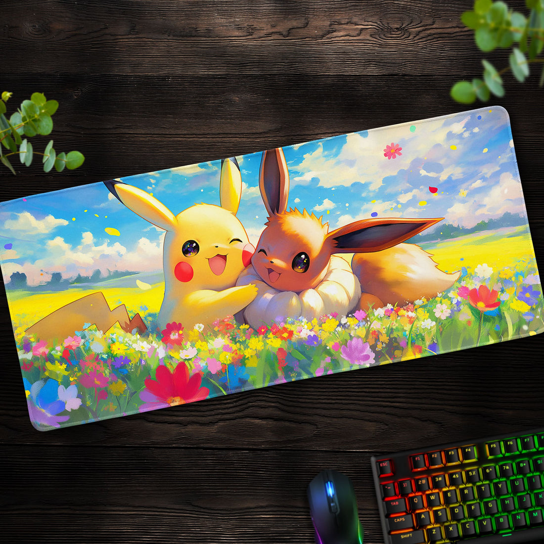 Pikachu and Eevee Desk Mat, Pokémon Friendship Mouse Pad