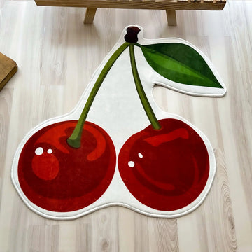 Cherry Shaped Kitchen Rug, Decorative Plush Carpet