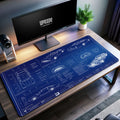 Aston Martin DB5 Blueprint Desk Mat, 007 Car Mouse Pad - Cocoon Markt