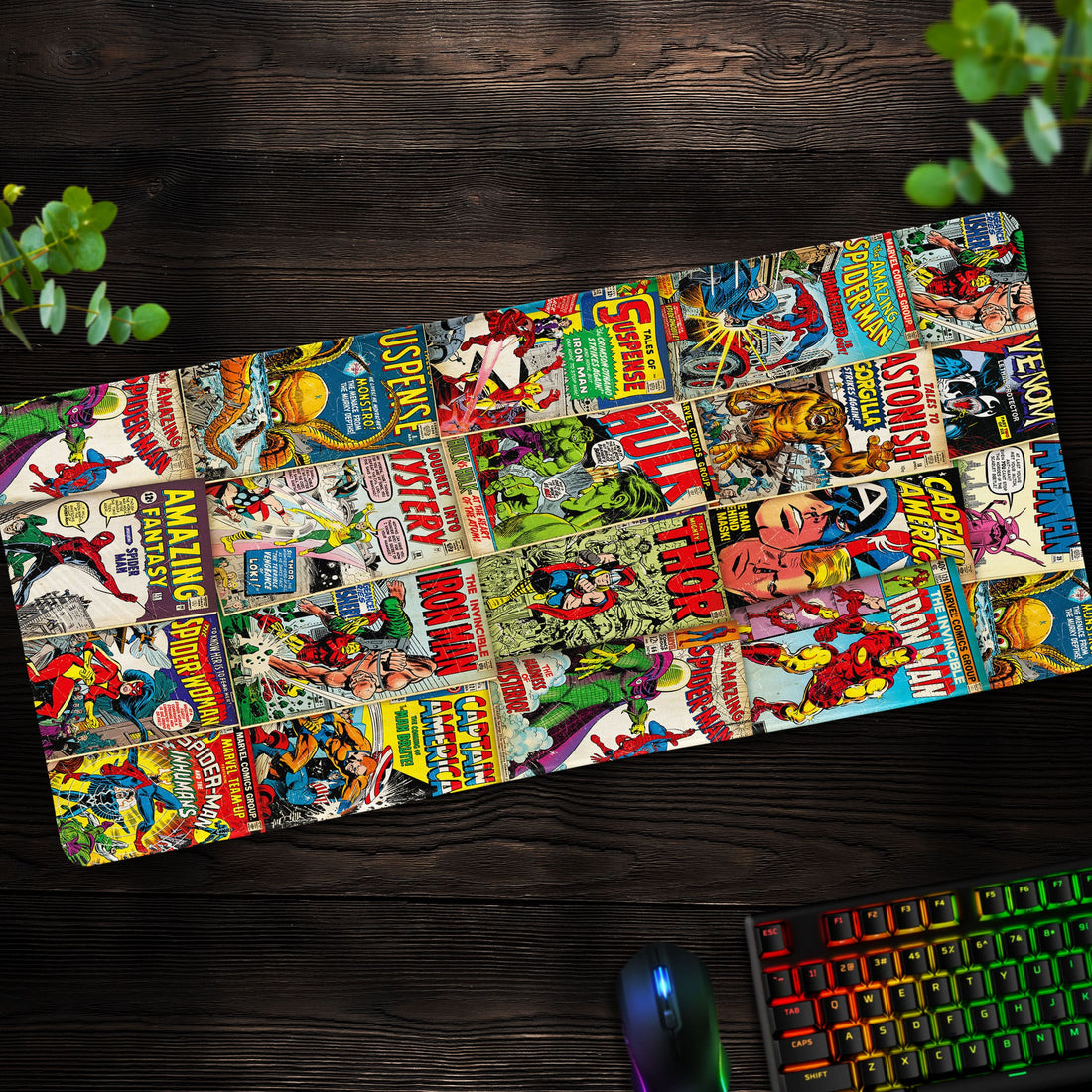 Marvel Comics Desk Mat, Superhero Collage Mouse Pad