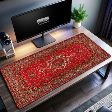 Classic Red Persian Desk Mat, Vintage Rug Mouse Pad