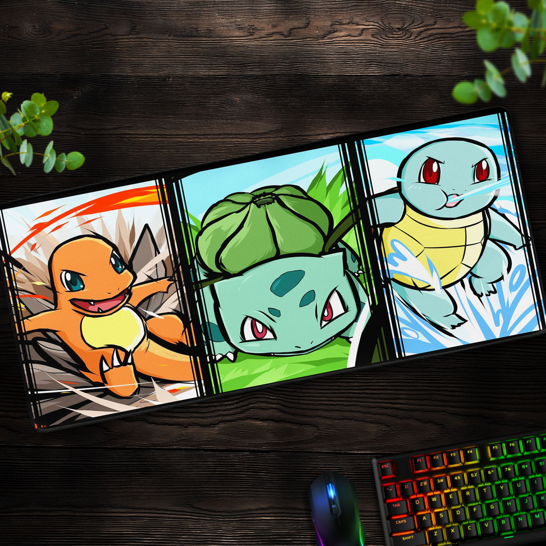 Starter Trio Desk Mat, Pokémon Charmander Bulbasaur Squirtle