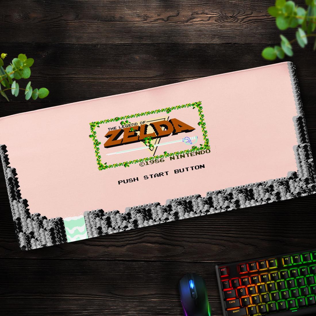 Classic Start Screen Desk Mat, Retro Legend of Zelda Mouse Pad