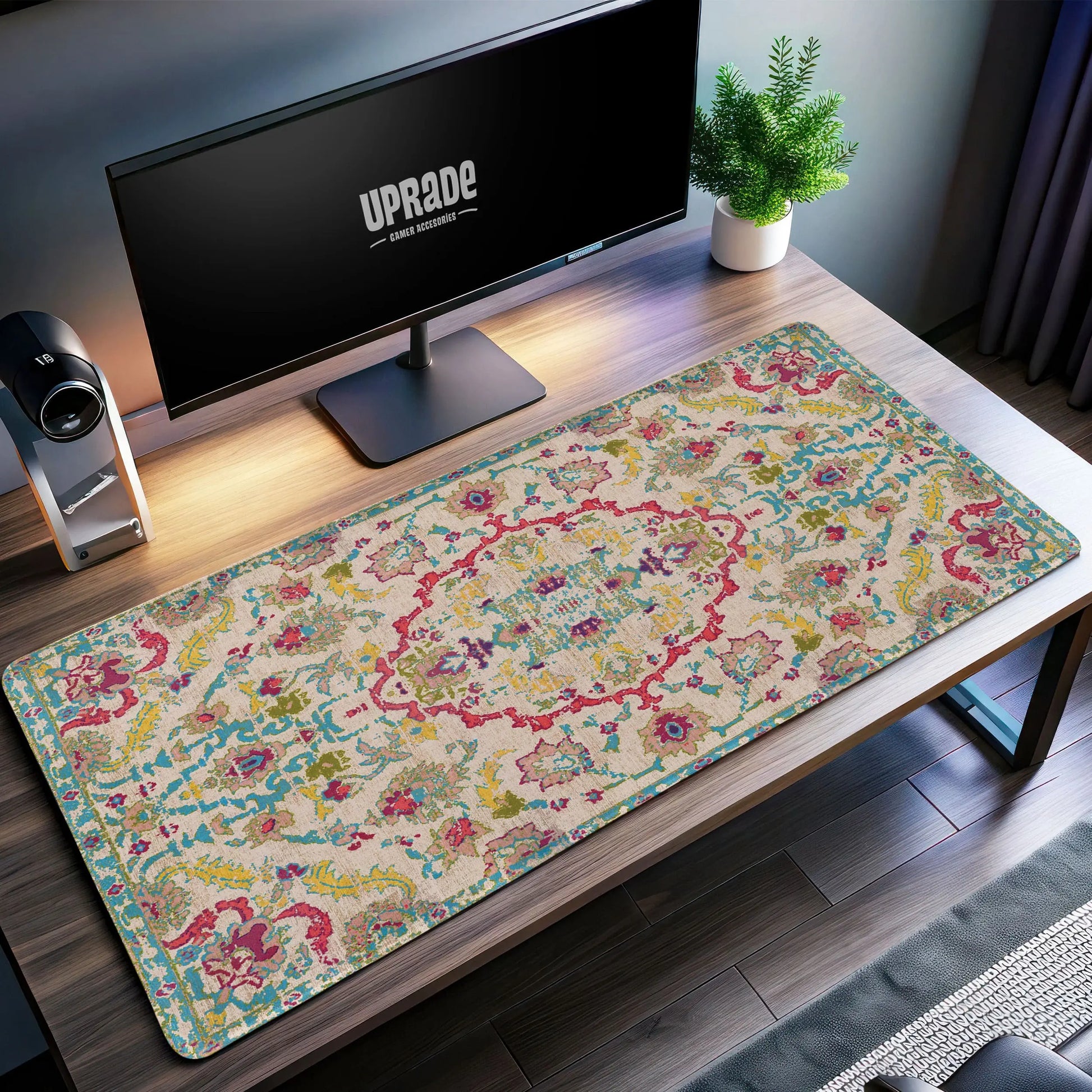 Pastel Floral Persian Desk Mat, Vibrant Mouse Pad - Cocoon Markt