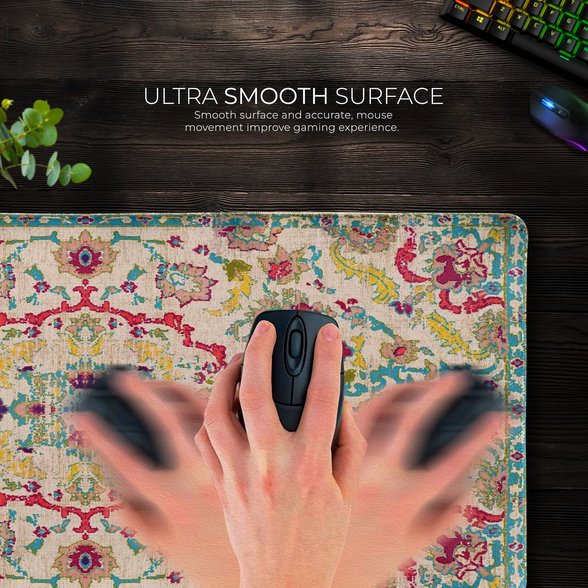 Pastel Floral Persian Desk Mat, Vibrant Mouse Pad - Cocoon Markt