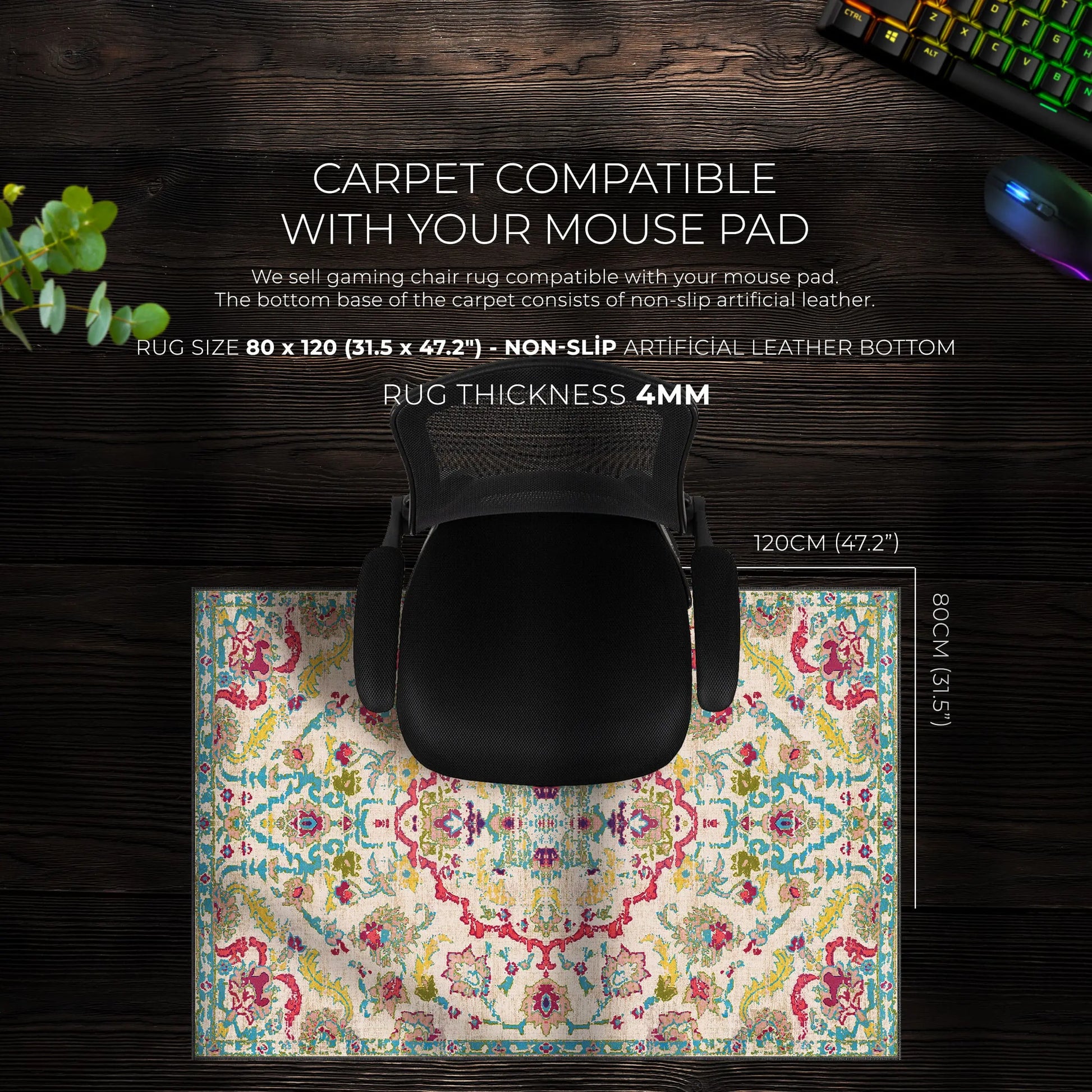Pastel Floral Persian Desk Mat, Vibrant Mouse Pad - Cocoon Markt