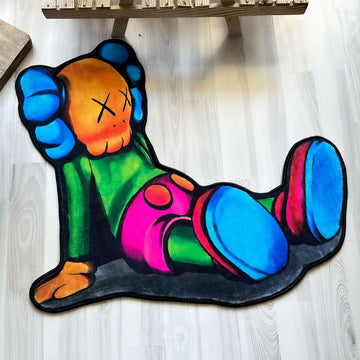 Colorful KAWS Figure Soft Shaped Rug