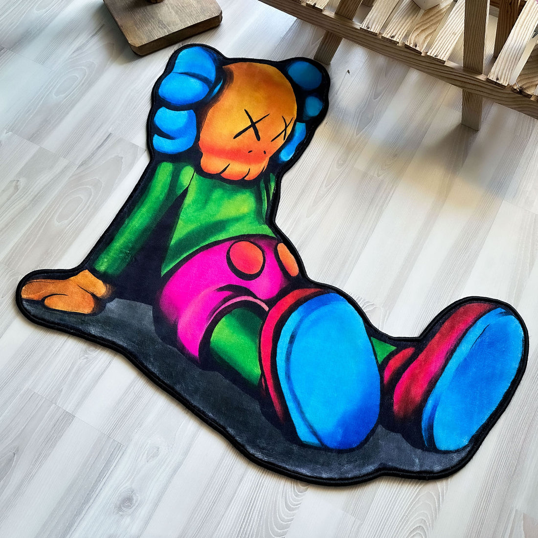 Colorful KAWS Figure Soft Shaped Rug