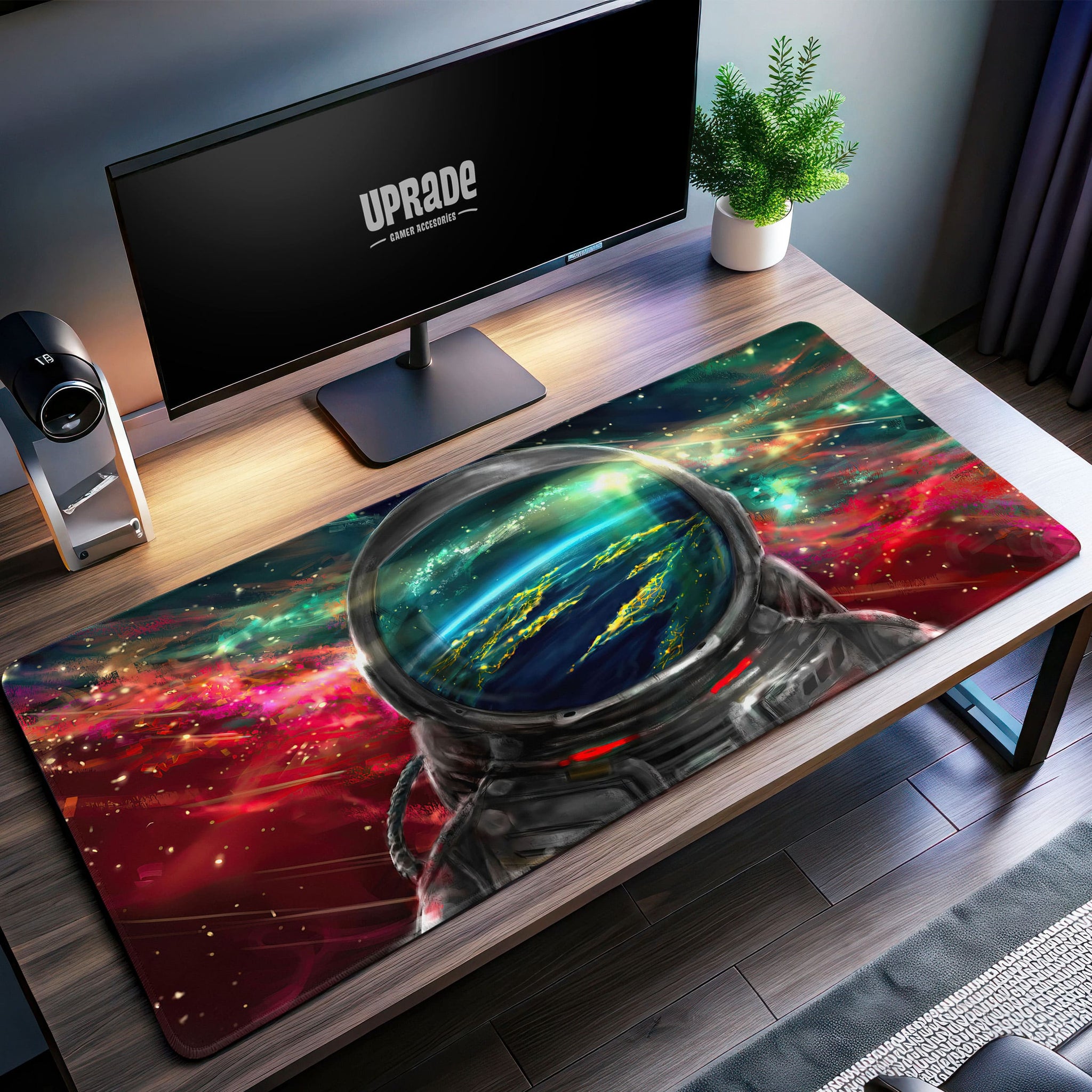 Astronaut Galaxy View Desk Mat, Cosmic Mouse Pad