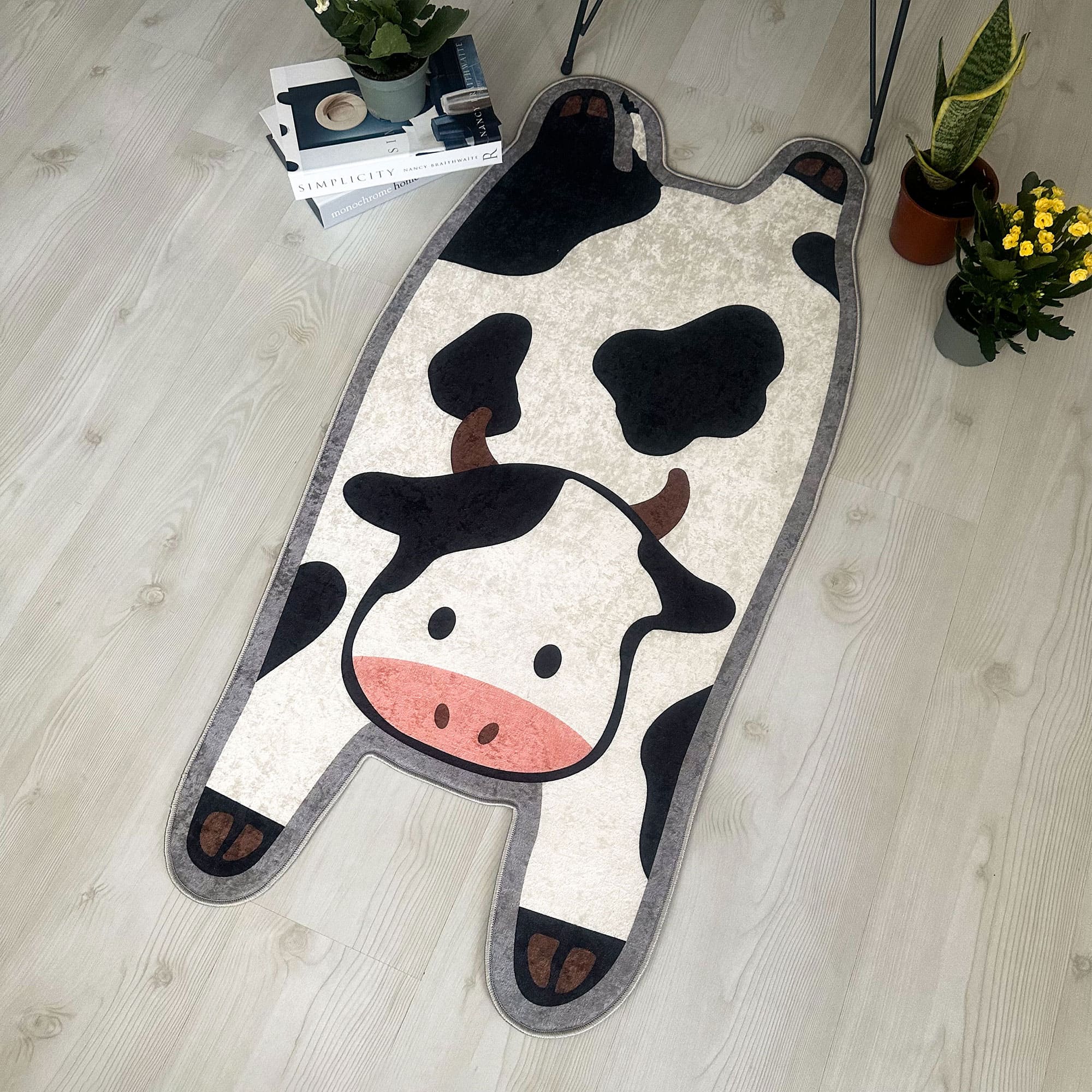 Cute Cow Shaped Soft Rug for Kids Rooms