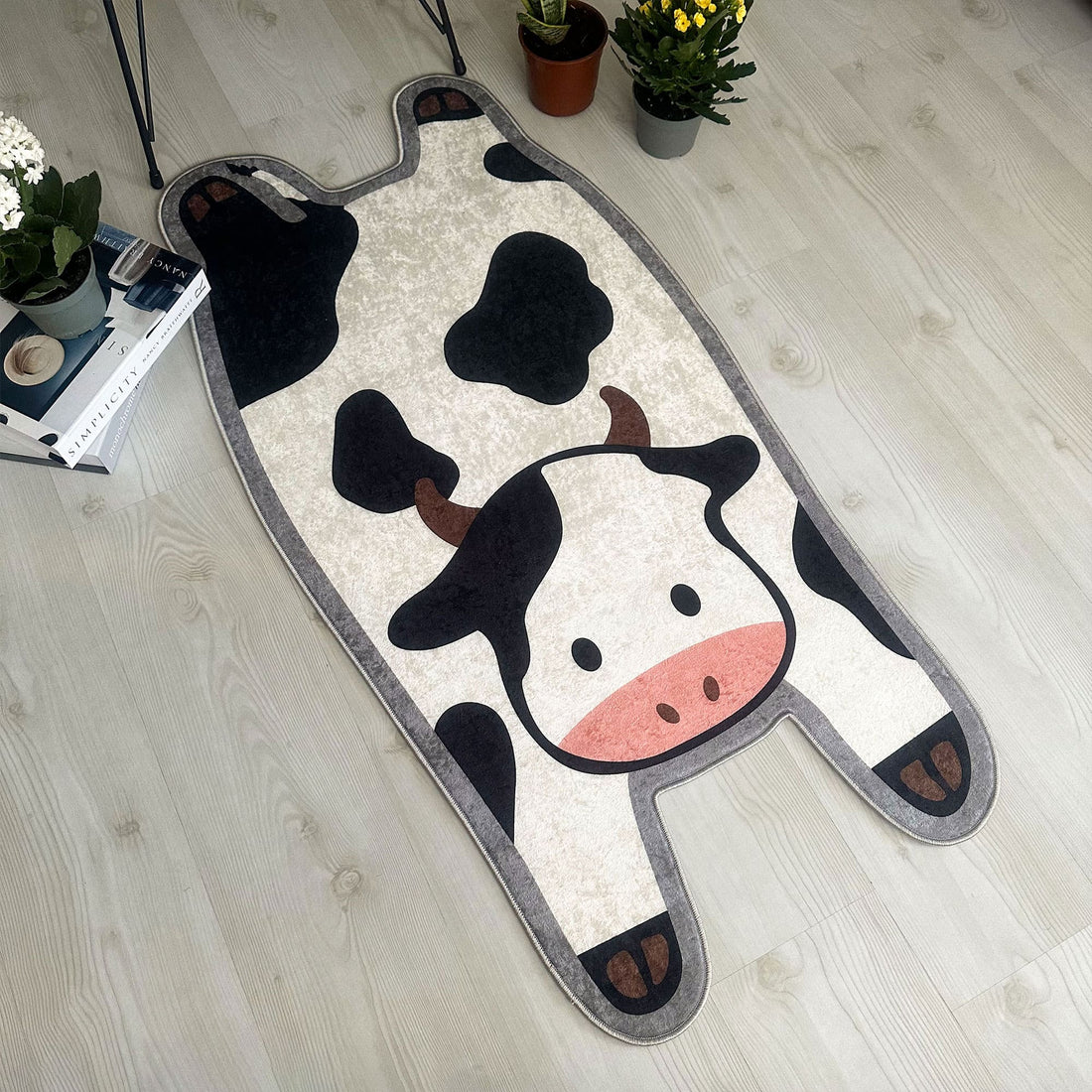 Cute Cow Shaped Soft Rug for Kids Rooms