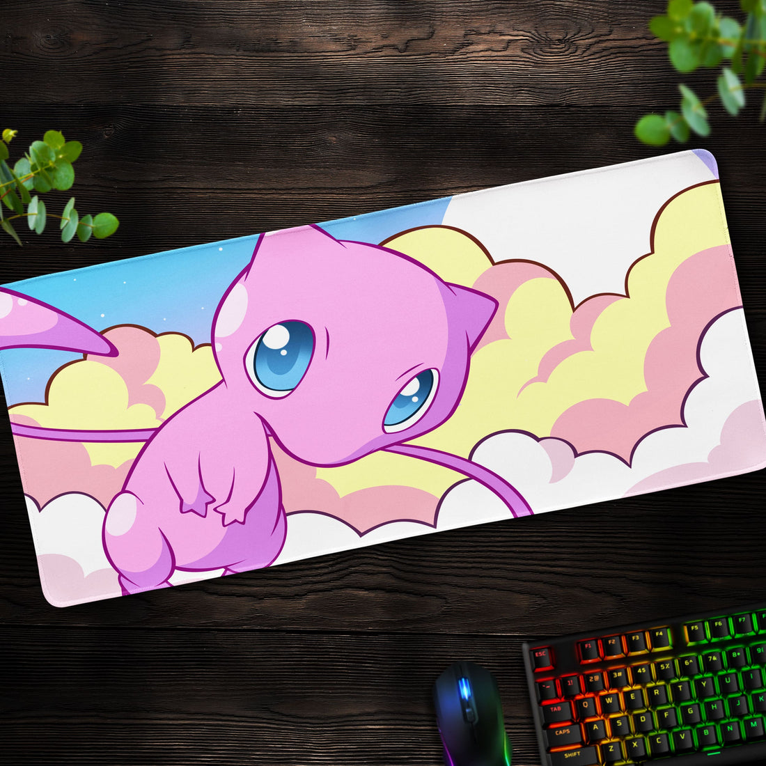 Mew Dreamy Sky Desk Mat, Legendary Pokémon Mouse Pad